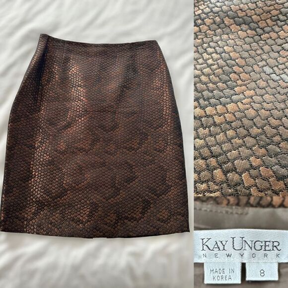 Kay Unger NY Pencil Snakeskin Print Skirt Size 8 - Picture 1 of 14